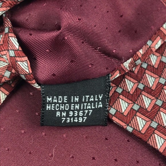 STAFFORD EXECUTIVE Men's Tie Silk Red Gray Elegant Necktie Geometric ITALY - Picture 7 of 9